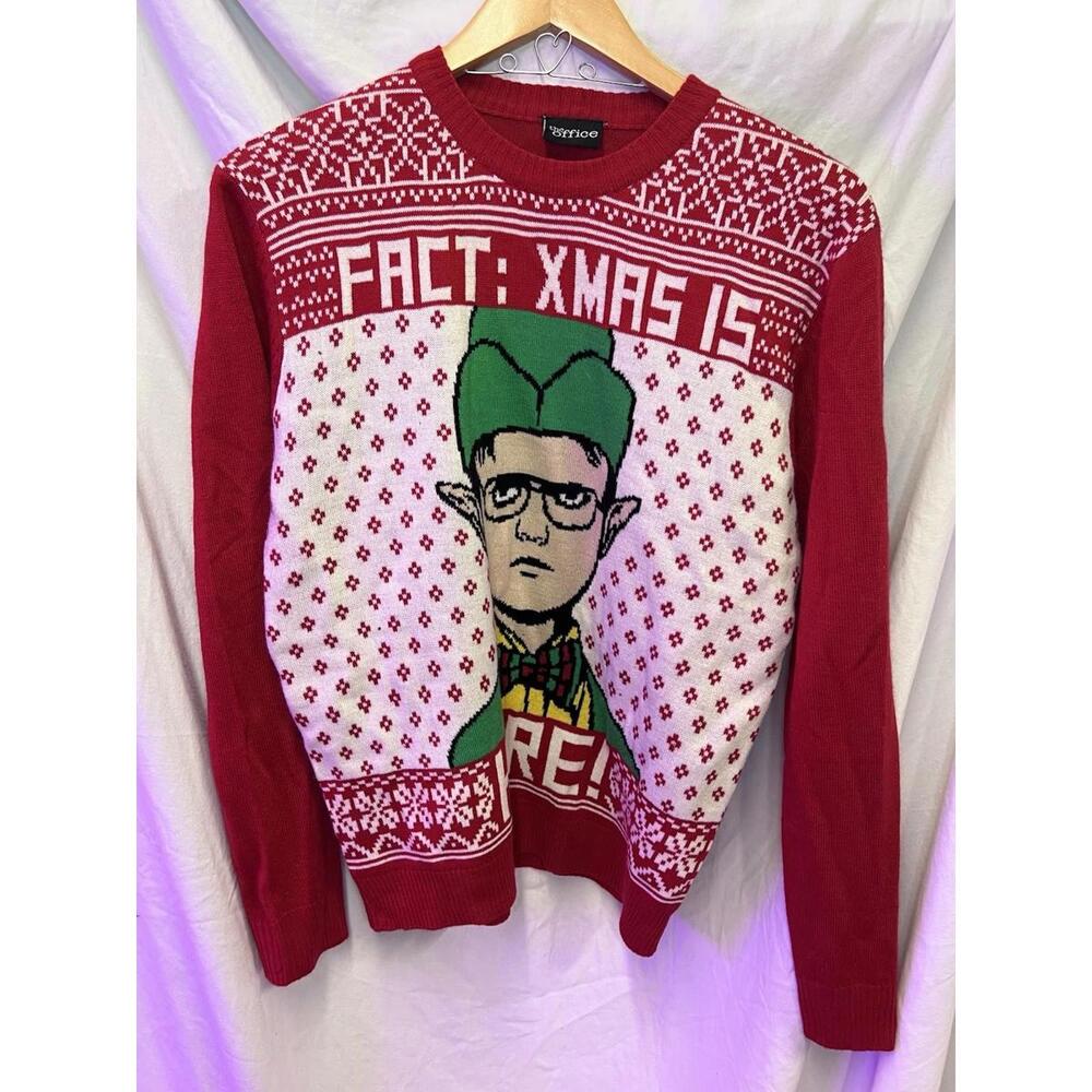 NWOT The Office Christmas Sweater Womens M Red Holiday Ugly Dwight Long Sleeve